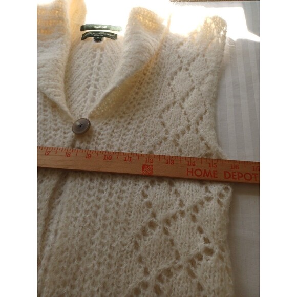 Eddie Bauer handknit mohair blend sweater vest womens M ivory soft light layer - Picture 8 of 10